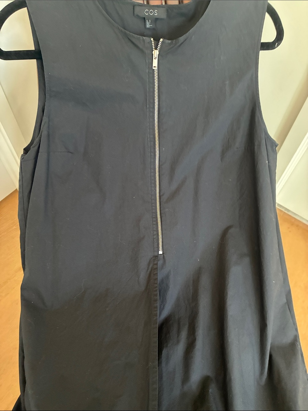 COS Black Sleeveless Midi Dress with Front Zip - Picture 4 of 5